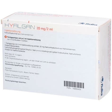 Hyalgan 20 Mg 2 Ml 5x2 Ml Mit Dem E Rezept Kaufen Shop Apotheke