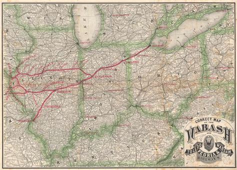 Correct Map Of The Wabash And Toledo Peoria And Warsaw Railways