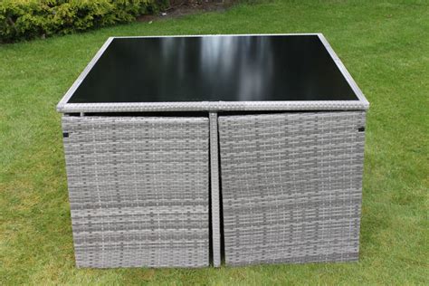 Stratford Rattan Weave Garden 4 Seater Cube Set Complete With Cushions