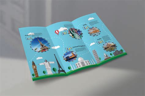 Tri Fold Travel Agency Brochure Flat Design Behance