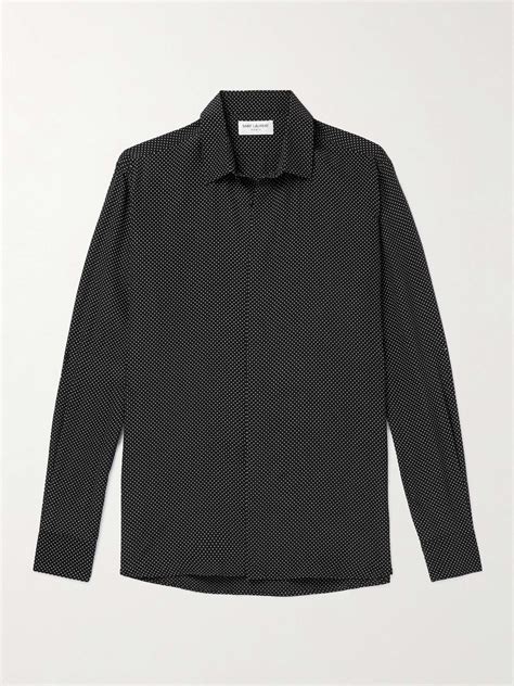 Black Polka Dot Silk Crepe Shirt SAINT LAURENT MR PORTER