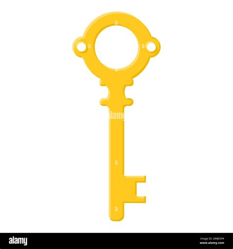 Yellow Key Isolated On White Background Cartoon Style Vector