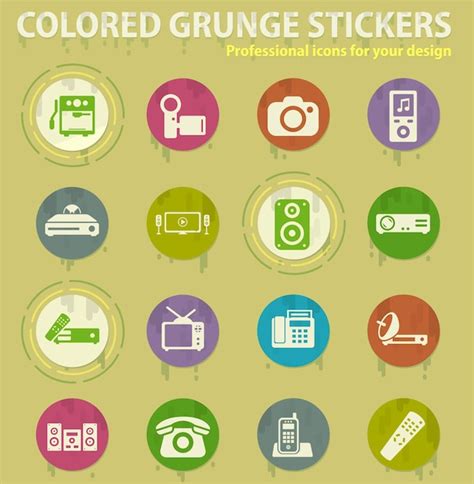 Premium Vector Home Applicances Colored Grunge Icons