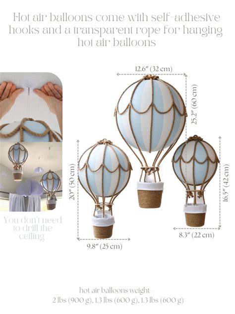 Set Of Hot Air Balloons Nursery Decor Size S M And L