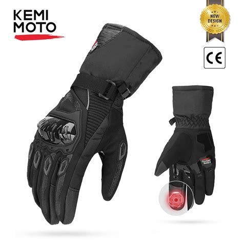 Kemimoto Luvas Da Motocicleta Inverno Preto Guantes Moto Invierno Tela