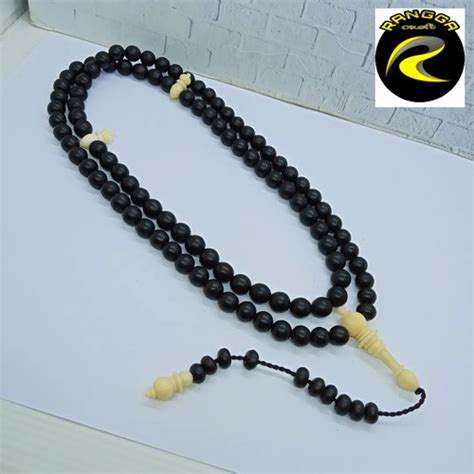 Jual Tasbih Kayu Galih Kelor Hitam Kombinasi Tulang D Kab Jember