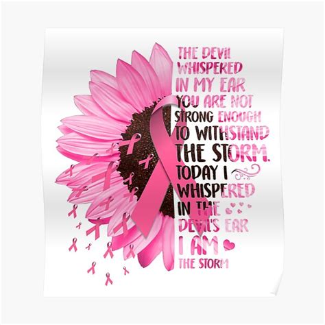 Breast Cancer Fighter Sunflower Inspirational Quote Poster For Sale