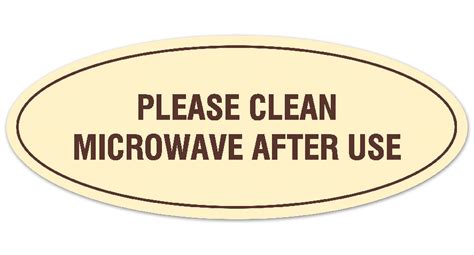 Signs Bylita Oval Please Clean Microwave After Use Sign Laser Engraved Lettering Durable Abs