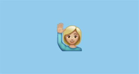 Woman Raising Hand Medium Light Skin Tone Emoji On Whatsapp