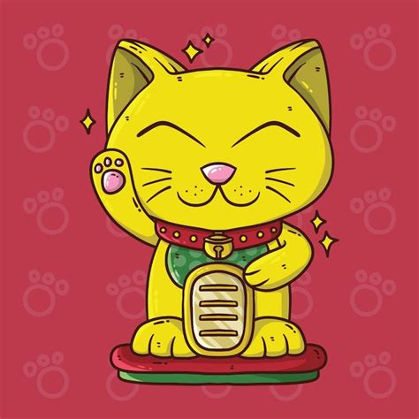 Linda Ilustraci N Vectorial De Dibujos Animados Del Gato Maneki Neko