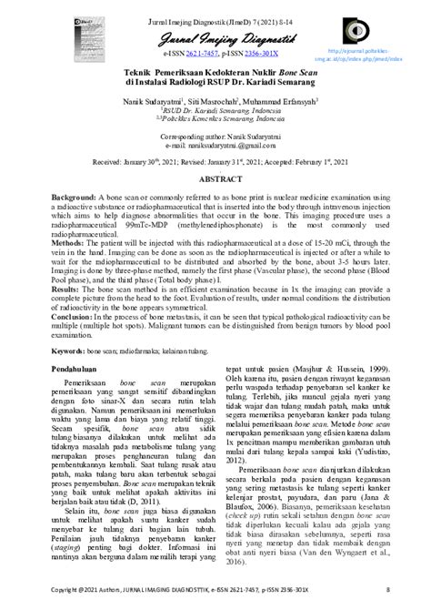 Pdf Teknik Pemeriksaan Kedokteran Nuklir Bone Scan Di Instalasi