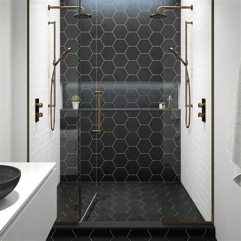 20 Black Hex Tile Bathroom DECOOMO