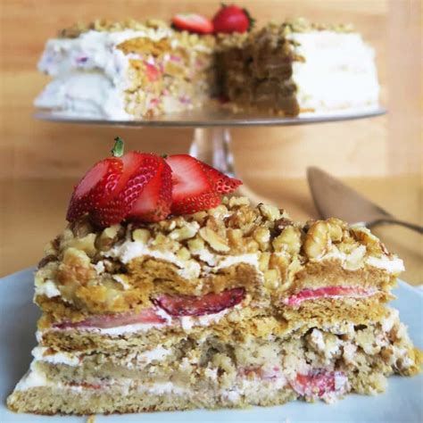 Medovik Cake Recipe With Strawberries Low Carb Gluten Free This