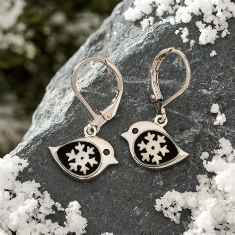 Leverback Snowflake Birdie Earrings Chadds Ford Jewelry