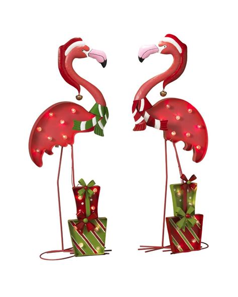 Gerson International 31 25 Lighted Holiday Flamingos Set Of 2 One Size Lace Flamingo