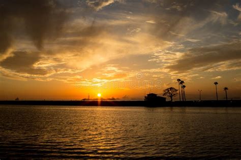 Port Of Long Beach At Sunset Stock Image Image Of Cargo Southern