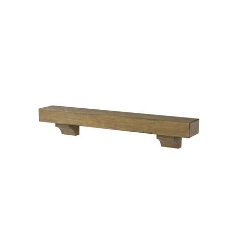 A Wooden Shelf With Two Brackets On It