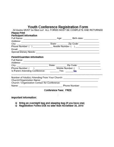 14 Church Youth Registration Form Templates In Pdf Doc Free And Premium Templates