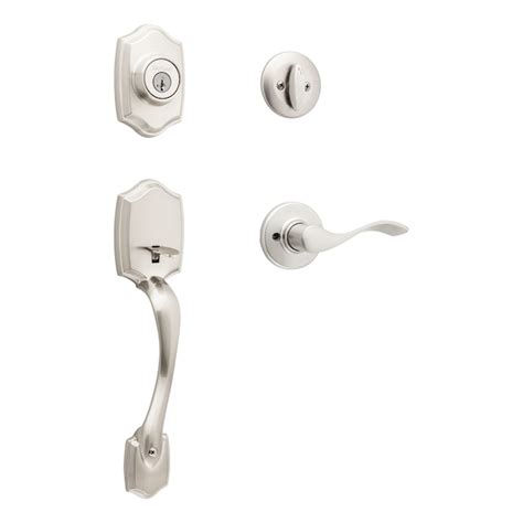 Kwikset Belleview Satin Nickel Single Deadbolt Keyed Entry Door Handleset With Balboa Lever And