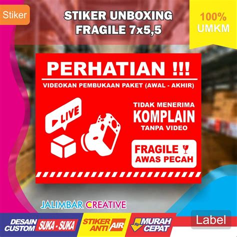 Jual Sticker Fragile Murah Cetak Stiker Pecah Belah Kemasan Olshop