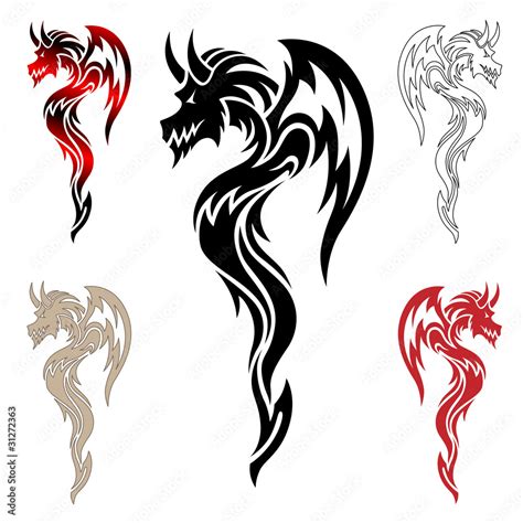 Dragon Tribal Tattoo Stock Vektorgrafik Adobe Stock