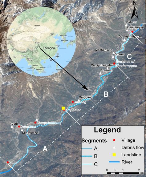 Map of Longmen Mountain Town area and its global location | Download ...