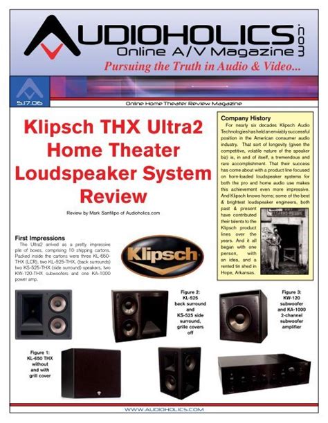 Klipsch Thx Ultra2 Home Theater Loudspeaker System Review