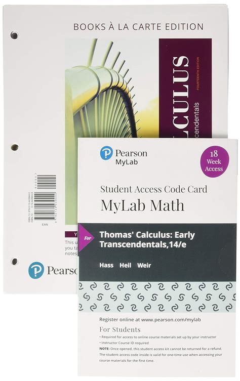 Thomas Calculus Early Transcendentals Loose Leaf Edition Plus MyLab