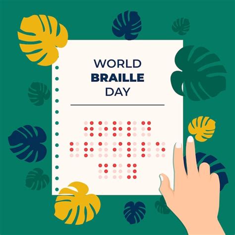 Folleto del día mundial del braille Vector Premium