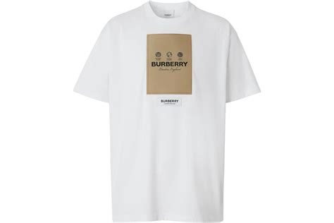 Burberry Label Applique Cotton Oversized T Shirt White Kr