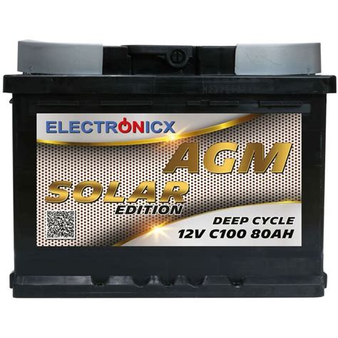 Electronicx Solarbatterie 12V 80AH Solar Edition Agm Batterie Solar