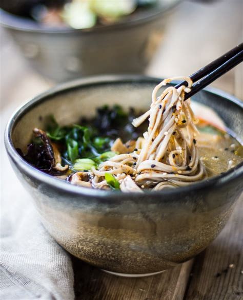 Miso And Soba Noodle Soup With Roasted Sriracha Tofu And Shiitake Mushrooms • The Bojon Gourmet