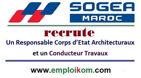 Sogea Maroc Recrute Un Responsable Corps DEtat Architecturaux Et Un