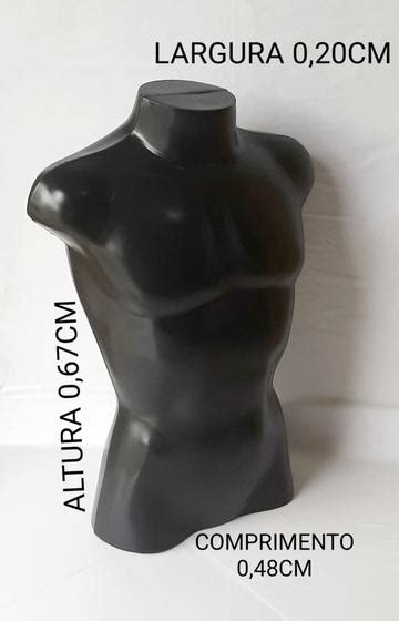 Manequim Masculino Busto Definido Na Cor Preto Ideal Plast