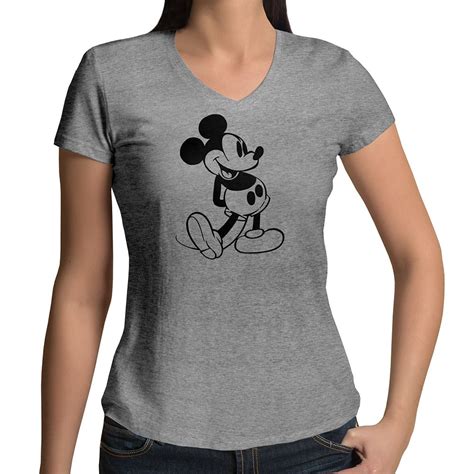 Retro Classic Vintage Mickey Mouse Walt Disney Womens Tee V Neck T