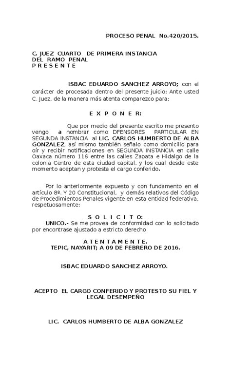 Doc Nombramiento De Defensor Y Domicilio Segunda Instancia Isbac Feb 1 Covarrubias Reyna