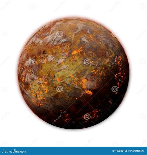 Hot Alien Planet With Volcanic Activities Isolated On White Background Stock Illustration