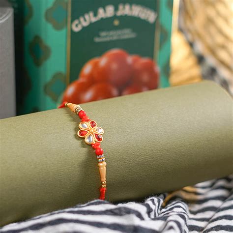 Buy Send Bead Rakhi With Gulab Jamun Online Floraindia