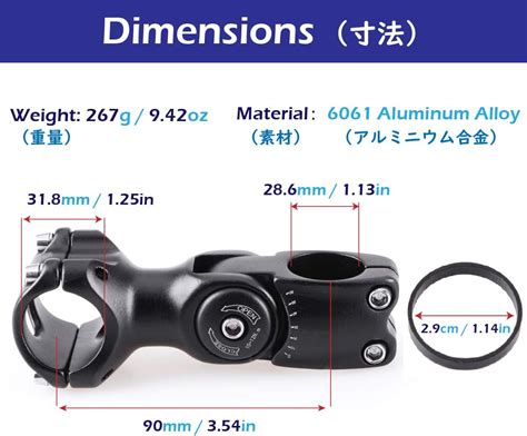 Triwonder Stem 254 318 90mm 110mm 130mm 60 Degree Adjustable Bike