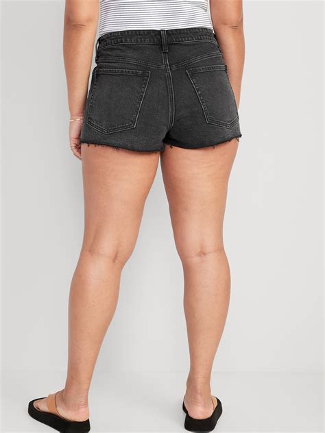 Short OG droit en denim à taille haute et braguette boutonnée pour