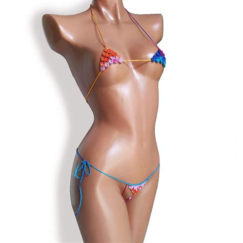 Trangscrochet Colorful Crochet Micro Bikini With See Through India Ubuy