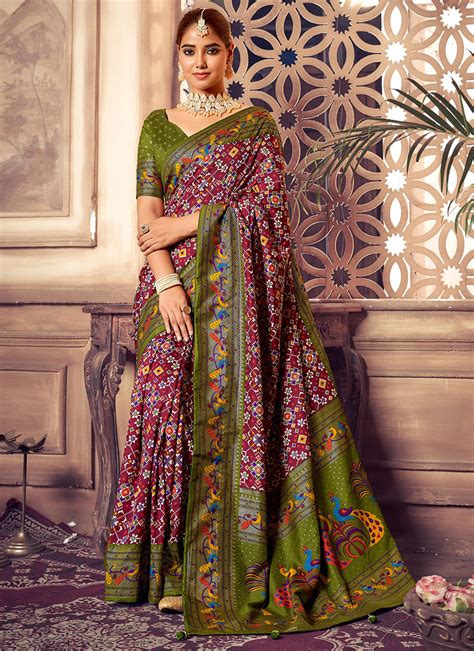 Buy Purple Dola Silk Festival Wear Weaving Saree Online From Wholesale