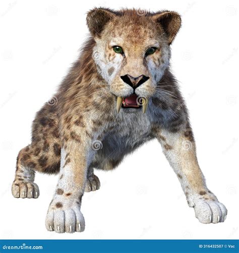 3d Rendering Saber Toothed Tiger On White Stock Illustration