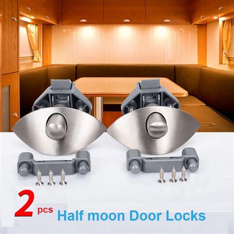 2xzinc Alloy Half Moon Handle Push Lock Latch Knob Caravan Rv Cupboard