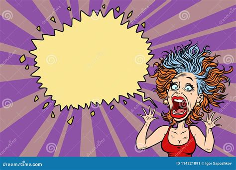 The Woman Screams In Horror Stock Vector Illustration Of Girl Retro