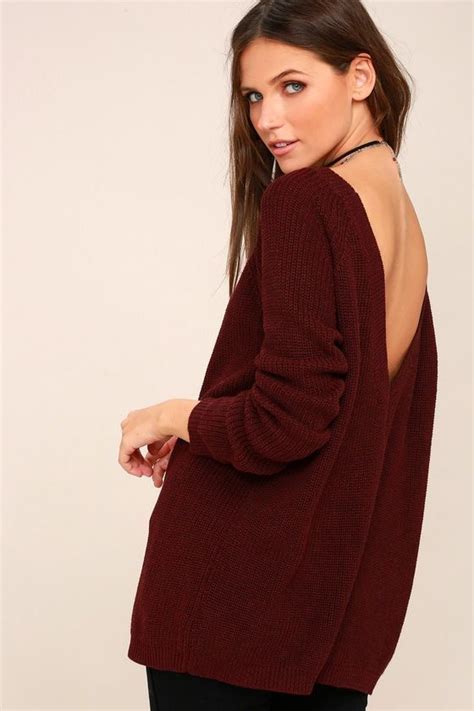 I Love This Colour Just For You Burgundy Backless Sweater For A Cozy