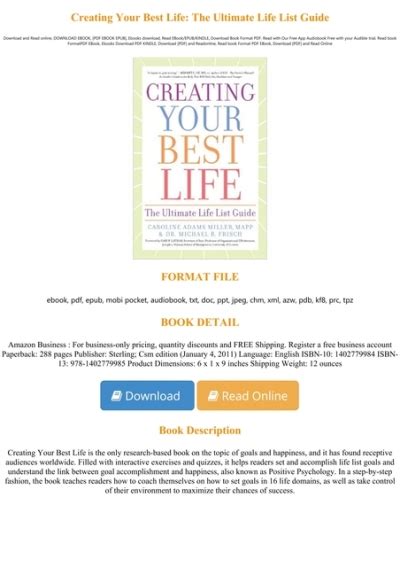 Best Pdf Creating Your Best Life The Ultimate Life List Guide Full