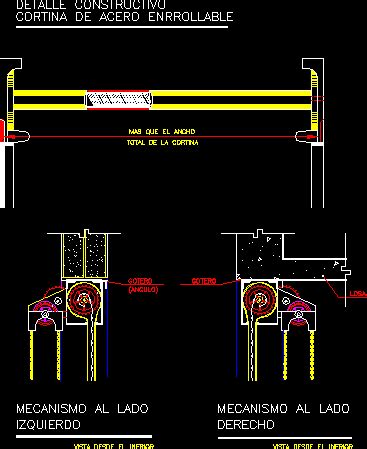 Cortina Enrollable De Acero En Autocad Librer A Cad