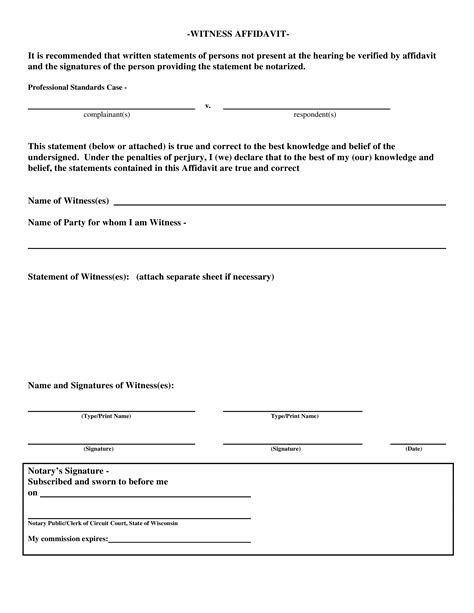 Witness Affidavit Form Template