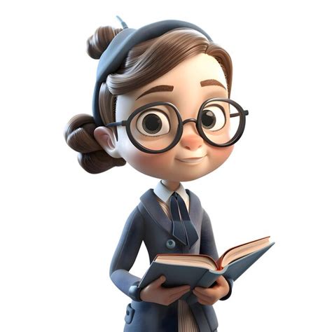 Premium Photo Savvy Scholar 3d Cute Girl In Professor Character